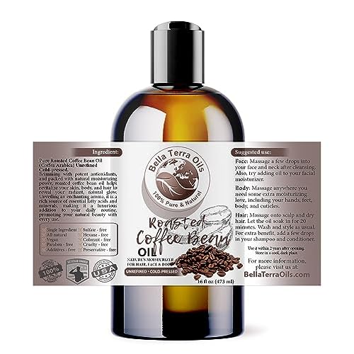 Bella Terra Oils - Roasted Coffee Bean Oil 16oz - Bask in the Richness of Coffee Bean Oil for Skin, Infused with Vitamin E, The Pinnacle of Skin Nourishment