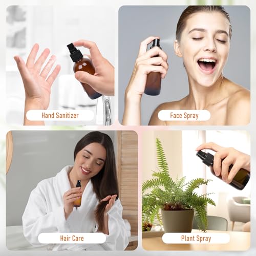 120ml Glass Spray Bottles with Fine Mist Sprayer 16Pack, Small Amber Glass Spray Bottles 4 oz for Perfumes,Cleaning Products,Pet Spray (4fl.oz, Set of 16)