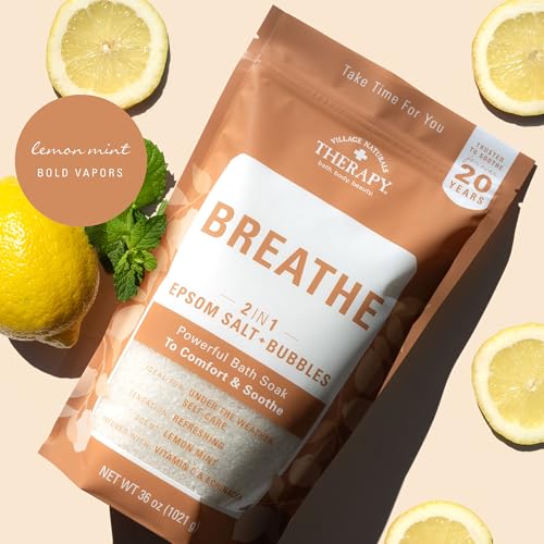 Village Naturals Breathe Foaming Body Soak Lemon Menthol Peppermint 36oz Pack of 2