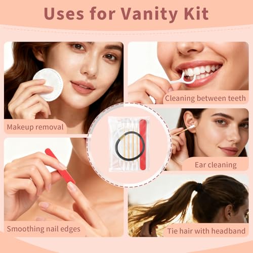 Bulk Hotel Vanity Kit Individually Wrapped Vanity Kit Travel,Hotel Hospitality Supplies,Hygiene Products Include Disposable Cotton Pads,Cotton Swabs,Hair Tie,Nail File,Dental Floss£¨100£©