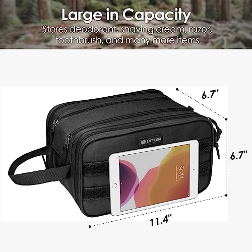 TACTICISM Large Black Toiletry Bag for Men and Small Brown Dopp Kit, Bundle Sales
