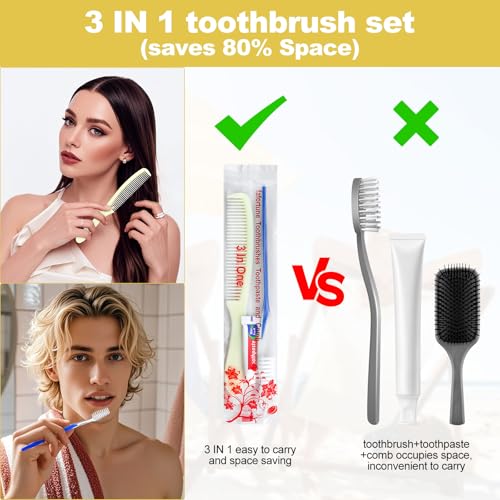 200 Pack Disposable Toothbrushes with Toothpaste & Comb - Individually Wrapped, Travel-Ready Set - FAFortune