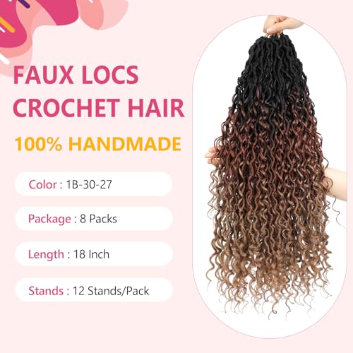 8 Packs Goddess Faux Locs Crochet Hair - 18 Inch 1B/30/27 Variation of THIS listing