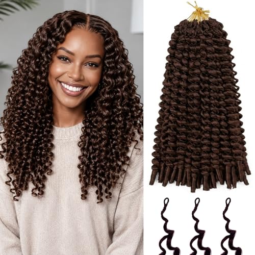 TZNHULN Burmese Curly Crochet Hair 18 Inch 128 Strands Knotless Pre-Looped Spiral Ends - Style 4#
