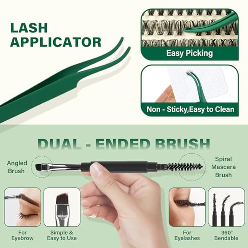 KEYYOU Lash Extension Kit DIY 280Pcs Lash Clusters Eyelash Extension Kit 30D40D,D Curl 9-18MIX Lash Clusters Kit with Lash Glue Remover Applicator Easy to Use for Beginners(Kit,30D40D-D,9-18MIX)