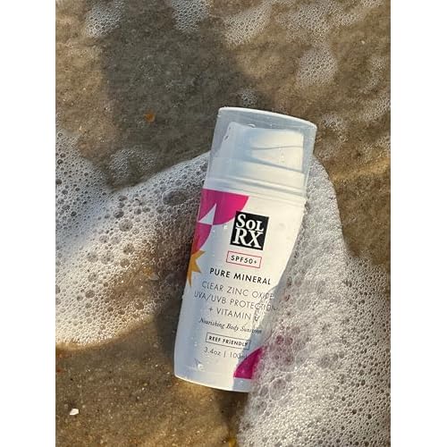 SolRX Pure Mineral SPF 50+ Sunscreen - 3.4oz Zinc Oxide Sunscreen with Vitamin E, Reef Safe, Daily Use for Face and Body