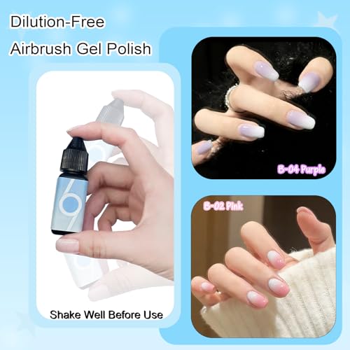 Airbrush Gel Polish Kit 12 Colors HEMA Free for Ombre Nails - BOG 1st Edition