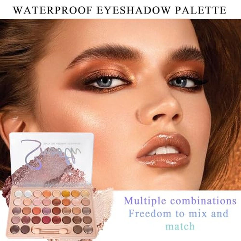36 Colors Makeup Eyeshadow Palette, Colorful Matte Glitter Eyeshadow Makeup Palette, Professional Waterproof Shimmer Eyeshadow Palette, Highly Pigmented Powder Eyeshadow Set(H)