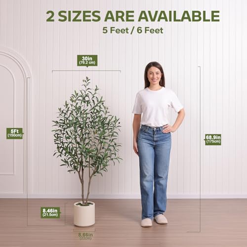 5ft Olive Tree Artificial Indoor with Remote LED Spotlights - VeriNatural