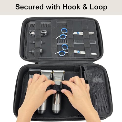 Professional Barber Carrying Case with Compartments and Shoulder Strap - Black
