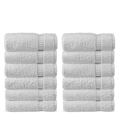 Chakir Turkish Linens Premium Cotton Absorbent Turkish Towels (Washcloths - 12 Piece, White)
