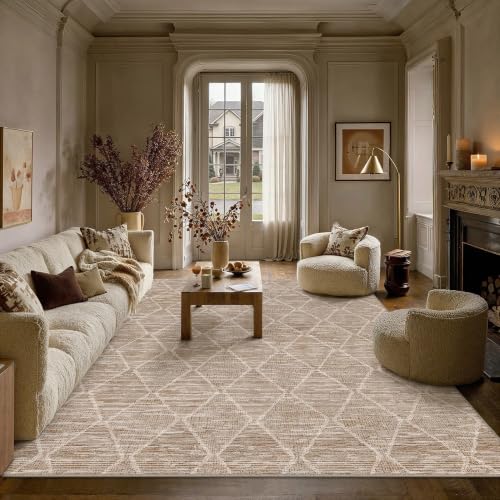 HUGEAR 6x9 Brown Washable Area Rug for Living Room - Non-Slip, Easy Clean