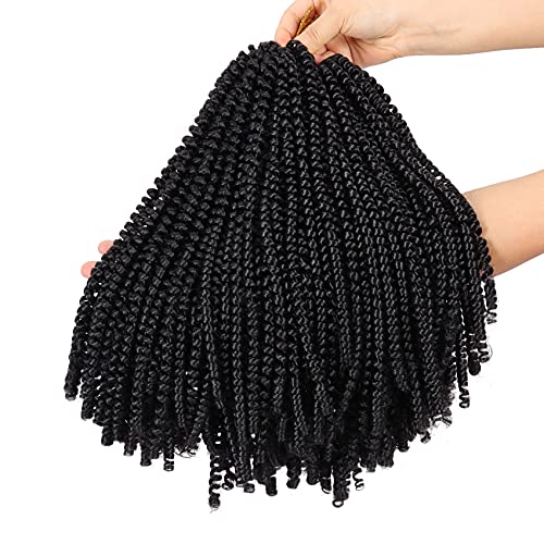 Spring Twist Braiding Hair 14 Inch Black 1B - Pack of 6, Natural Look