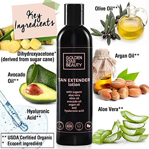 Tan Extender Lotion with Organic Oils & Hyaluronic Acid - Spray Tan Enhancer 8oz