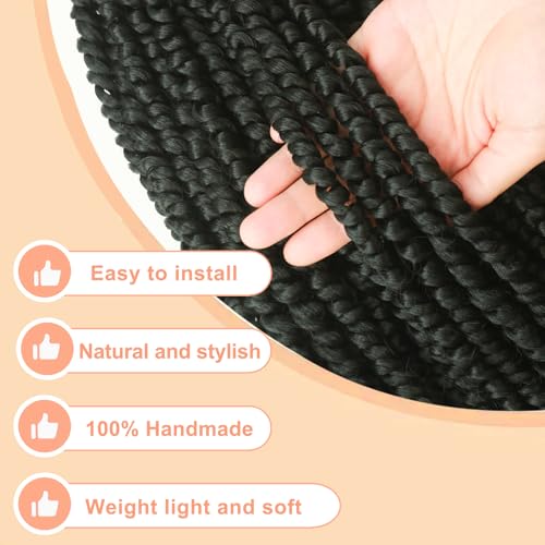 Sunsmilely 24 Inch Pre-Twisted Passion Twist Crochet Hair 8 Packs 1B/24in