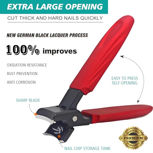 Ingrown Toenail Clippers (Upgrade), Steel Nail Clippers for Professional Podiatrist, Unique Long Handle Curved Blade Tool for Thick & Ingrown Nails, Suitable for Men, Women and Elderly (red)