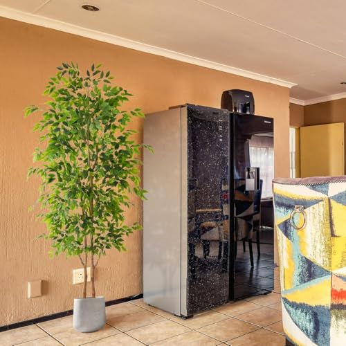 Artificial Ficus Tree 8ft Floor Plant with Woven Basket - Full & Stable