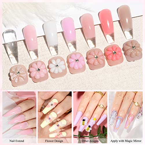 Solid Builder Gel for Nails Multicolor Nail Extension & Sculpting Kit - Non-Stick Hard Gel