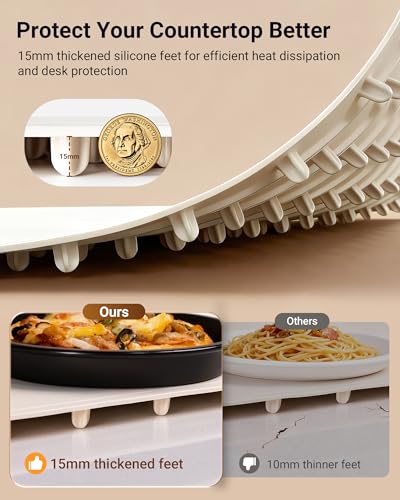 Beige 42x16 Inch Extendable Food Warming Mat with Adjustable Temperature - Gracenal