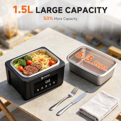 Electric Lunch Box 6.3 Cups Cordless Heated Food Container with Smart Control