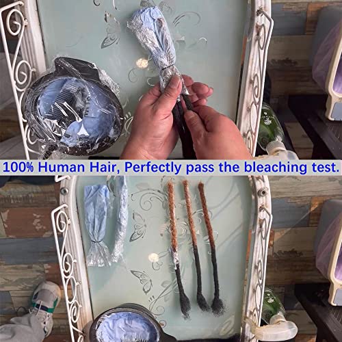 8 Inch Natural Black Human Hair Loc Extensions 0.2cm Thick 30 Strands for Women Men Kids - MIUULAAR