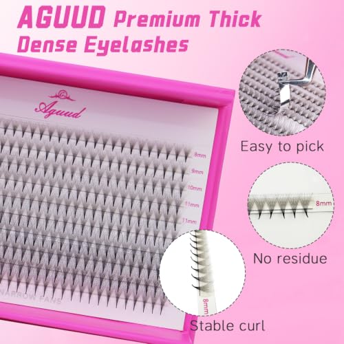 AGUUD 600 Fans Premade 10D D Curl Eyelash Extensions Narrow Fans, 0.05mm Thick, Mixed 8-15mm Length, Handmade Volume Lashes (Pack of 1)