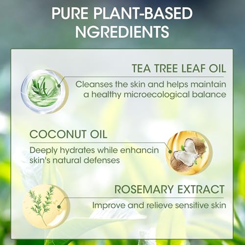 Natural Tea Tree Soap Bar, 3-Piece Set, Plant-Based Formula with Tea Tree & Coconut Oil, Purifying Cleanser for Face & Body, Refreshing & Gentle for Daily Use