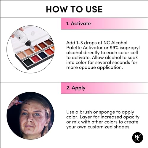 Narrative Cosmetics 12 Color Dark Flesh Tone Alcohol Activated Makeup Palette for Special Effects - Waterproof Dark Flesh Tone Makeup for Professional Makeup Artists