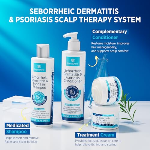 Seborrheic Dermatitis & Psoriasis Cream, Shampoo & Conditioner Set - Scalp Relief