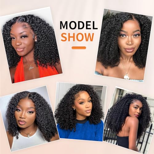 MAHKOTAKU 20 Inch Natural Black Kinky Curly Clip-In Hair Extensions 8Pcs 120g for Black Women - Variant 1B