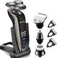 Electric Shaver Razor for Men Rechargeable 100% Waterproof Rotary for Shaving with Nose Trimmer Sideburns Trimmer Face Cleaning Brush