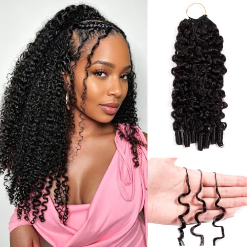 Natural Black Burmese Curly Crochet Hair 20 Inch, 50g - Knotless Feather Extensions for Protective Styles