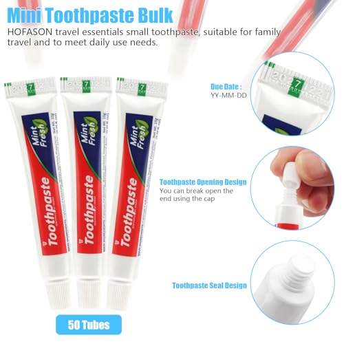 100 Pack Travel Size Toothpaste - Mini 0.8x3.5 Inch Peppermint Disposable Tubes