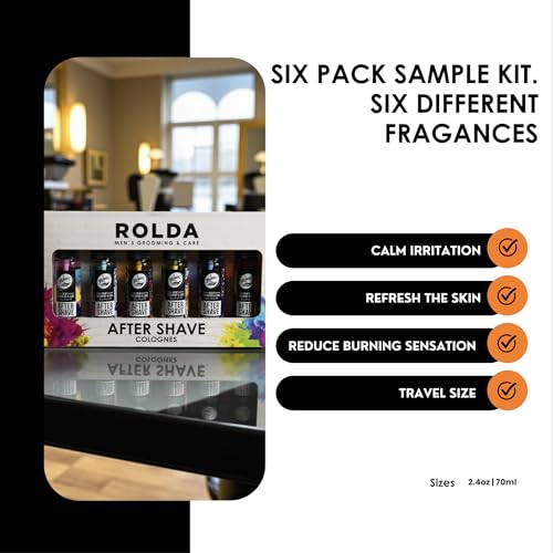 Rolda Urban Collection Aftershave for Men - 6 Full-Size After Shave Spray Tonic - Soothing Barber Essentials Skin Care with Long-Lasting Masculine Scents (6 ct)