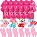 Xuhal 36 Pcs Spa Party Supplies for Girls 12 Kimono Robe V Neck Bathrobe 12 Soft Spa Headband 12 Disposable Foam