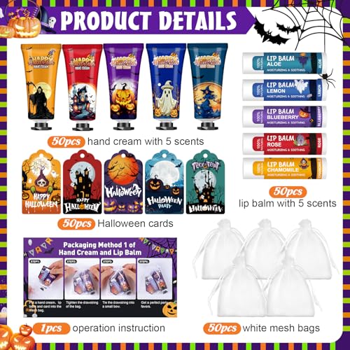 Halloween Hand Cream and Lip Balm Set - 50 Pack Halloween Party Favors