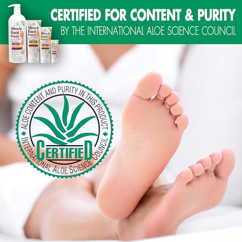 Miracle Foot Repair Cream, 4 oz Repairs Dry Cracked Heels and Feet, Diabetic-Safe, 60% Pure Ultra Aloe Moisturizes, Softens, and Repairs, Relief from Discomfort of Ingrown Toenails (2-Pack)