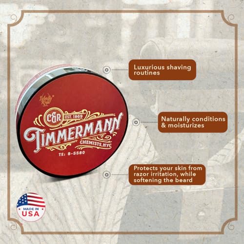 WhollyKaw Shaving Soap | Luxury Dense, Rich & Creamy Lather Tallow Wet Shave Puck Notes of Rum, Vanilla, Tobacco, Cinnamon, Woody, Powdery scent. | Grooming and Skincare for Men 4 oz - Timmermann Red