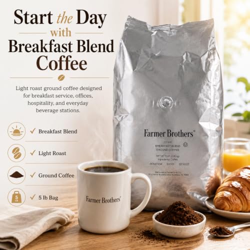 Ground Coffee 5 lb Bag - Breakfast Blend, Light Roast, Premium Beans