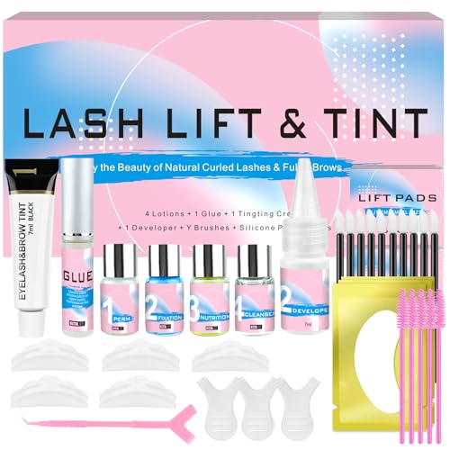 Lash Lift and Black Kit, Eyelash Perm and Black Kit, Professional Black Color Eyelash & Eyebrow Lift Set, Quick Lifting & Voluminous Coloring for Lash Lifting, Easy to Use & Lasting Curl at Home
