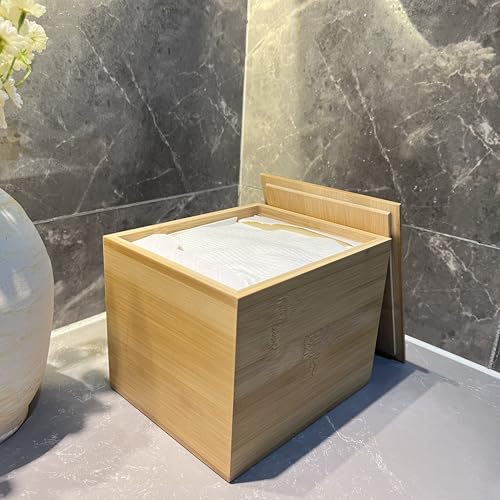 Bamboo Disposable Face Towel Holder - Rectangular, 7.13 Inch Bathroom Organizer