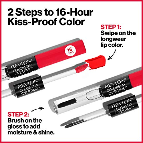 REVLON Liquid Lipstick with Clear Lip Gloss, ColorStay Overtime Lipcolor, Dual Ended with Vitamin E, 360 Endless Spice, 0.07 Oz (Pack of 2)