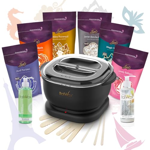 Italwax Brazilian Waxing Kit ? Automatic Wax Warmer with Hard Wax Beads, No Temperature Control Needed, Easy-to-Clean Silicone Pot, Painless Hair Removal for Sensitive Skin, Face, Bikini & Body