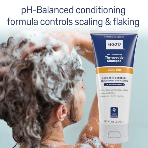 MG217 Psoriasis Shampoo with Coal Tar - 8 Fl Oz Pack of 6 - Therapeutic Scalp Treatment for Itching & Flaking