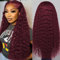 Red Lace Front Wigs Human Hair 13x6 Deep Wave 18 Inch 99J Burgundy Wet & Wavy