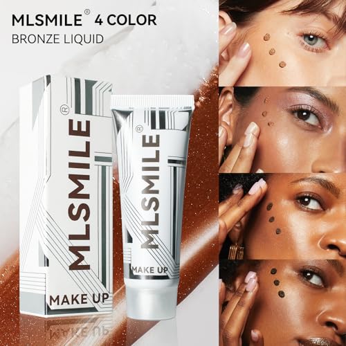Bronze Shimmering Body Oil, Medium Dark Tones, Self Tanning Liquid Highlight That Does Not Require Sunlight Exposure, Suitable For Face And Body, 2-Color Set(03/04, Set2)