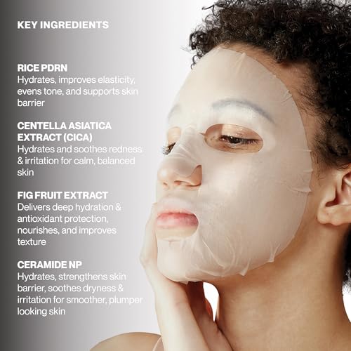 One Perfect Nourishing + Hydrating Mask Set with Rice PDRN, Cica, Fig Extract & Ceramide NP for Dry or Sensitive Skin, Deep Moisture & Balanced Skin Feel (5 Pack)