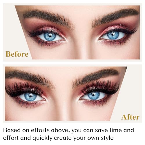 Lash Clusters B02 D Curl 16mm DIY Eyelash Extensions 72 Clusters Lashes B&Qaugen Mega Volume Individual Lashes Eyelash Clusters Extensions Wispy Individual Lashes Cluster DIY at Home (NM-D-16mm)