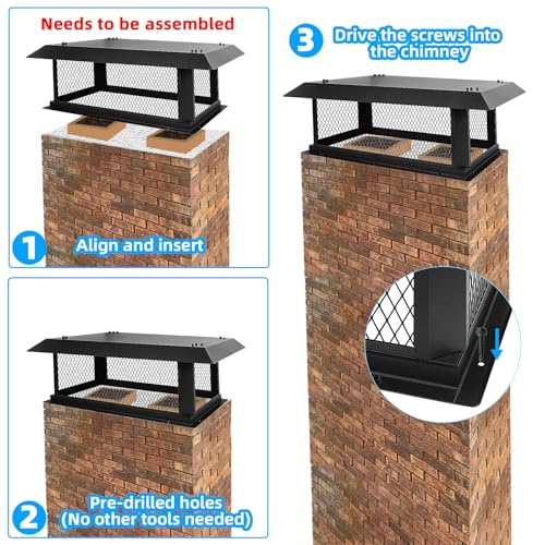 Black Galvanized Steel Chimney Cap Cover 14x30 for Outdoor Fireplace Ventilation