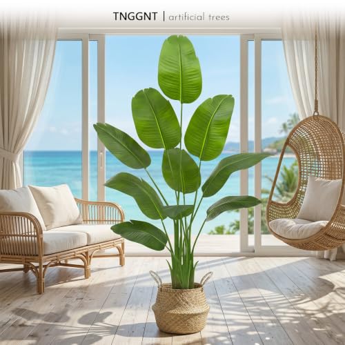 Artificial Bird of Paradise Plant - 6FT Tall Fake Traveler’s Palm Tree - Tropical Decor
